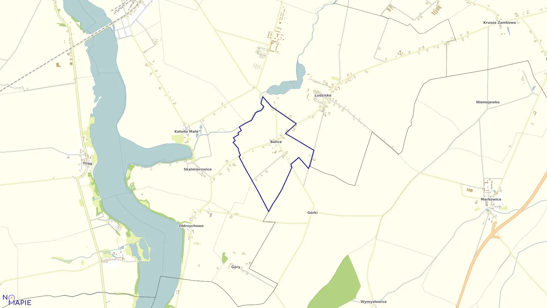 Mapa obrębu Balice w gminie Janikowo