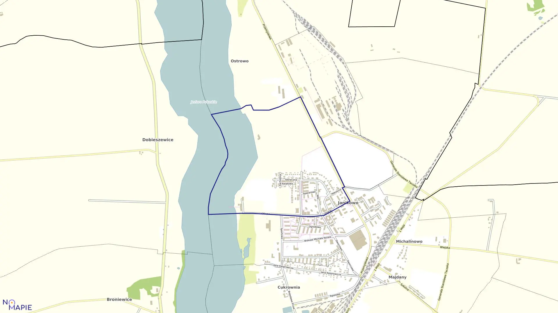Mapa obrębu Janikowo Obr. 2 w gminie Janikowo