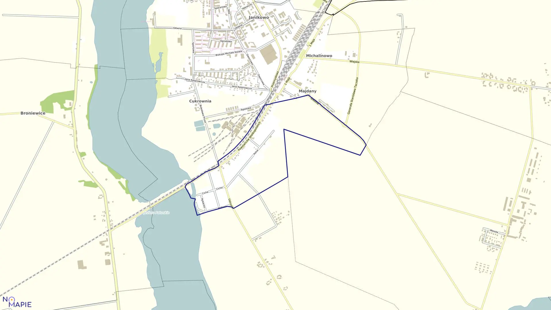 Mapa obrębu Janikowo Obr. 5 w gminie Janikowo