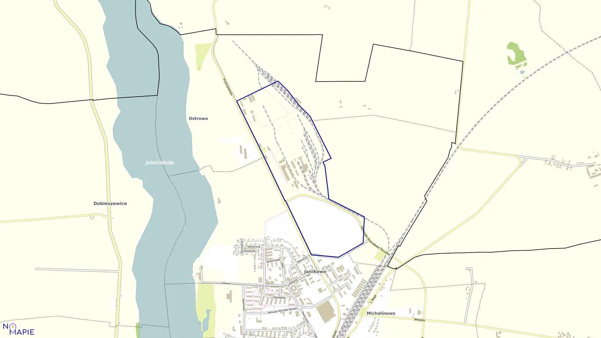 Mapa obrębu Janikowo Obr. 8 w gminie Janikowo