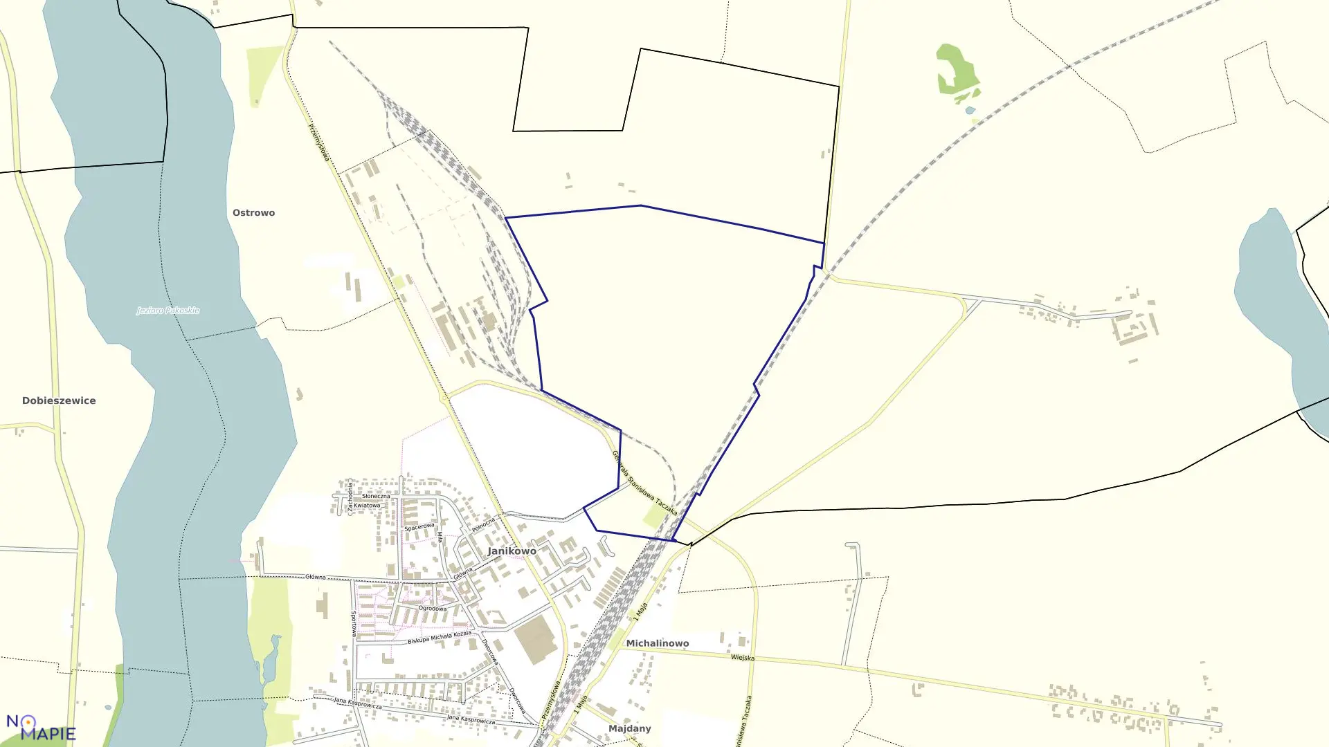Mapa obrębu Janikowo Obr. 9 w gminie Janikowo